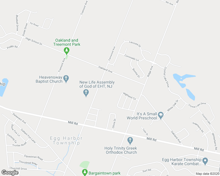 map of restaurants, bars, coffee shops, grocery stores, and more near 5058 Fernwood Avenue in Egg Harbor Township