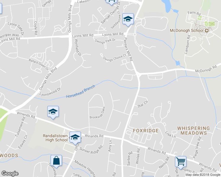 map of restaurants, bars, coffee shops, grocery stores, and more near 4317 Sihler Oaks Trail in Owings Mills