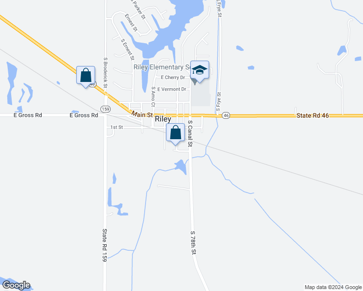 map of restaurants, bars, coffee shops, grocery stores, and more near 6375 Washington Street in Riley