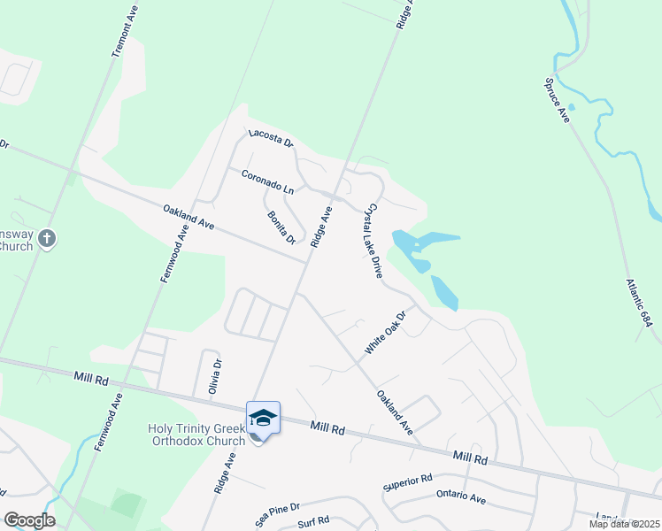 map of restaurants, bars, coffee shops, grocery stores, and more near 402 Oakland Avenue in Egg Harbor Township