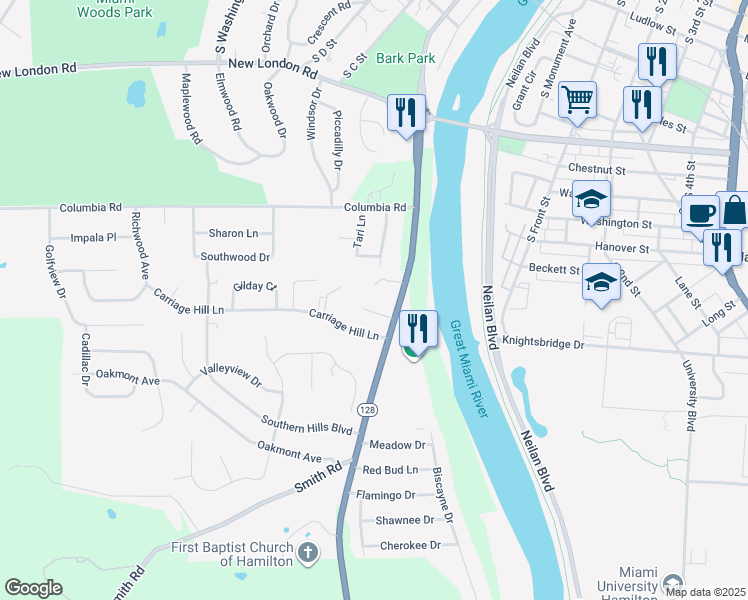 map of restaurants, bars, coffee shops, grocery stores, and more near 925 Pyramid Hill Boulevard in Hamilton