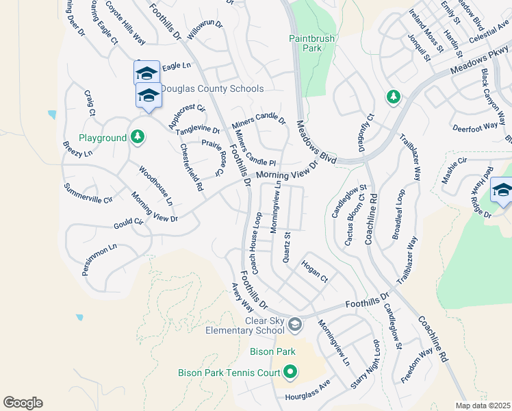 map of restaurants, bars, coffee shops, grocery stores, and more near 2295 Coach House Loop in Castle Rock