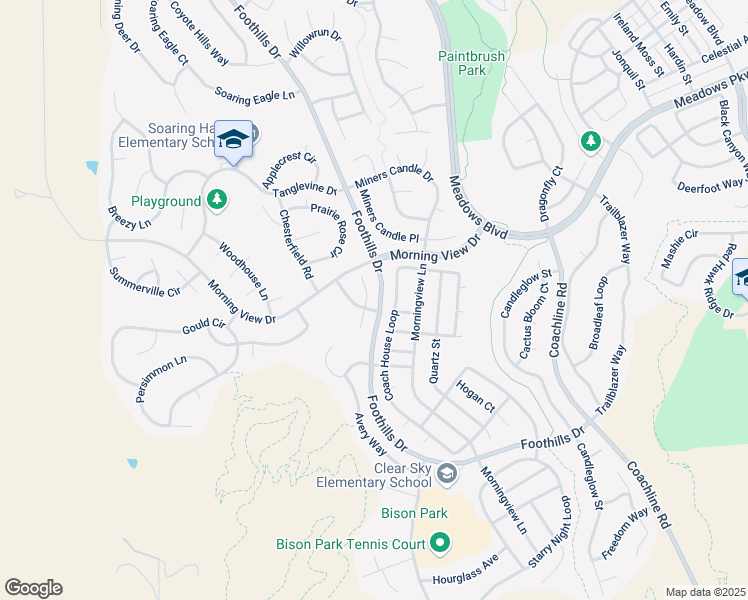 map of restaurants, bars, coffee shops, grocery stores, and more near 2354 Robindale Way in Castle Rock