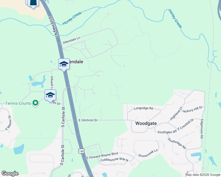 map of restaurants, bars, coffee shops, grocery stores, and more near 1100 South Ravine Street in Terre Haute