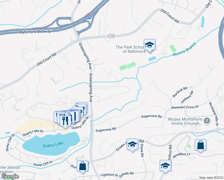 map of restaurants, bars, coffee shops, grocery stores, and more near 2821 Katewood Court in Baltimore