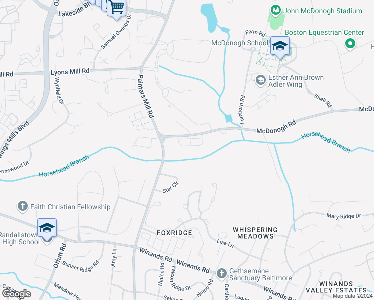 map of restaurants, bars, coffee shops, grocery stores, and more near 8809 Stoneridge Circle in Pikesville