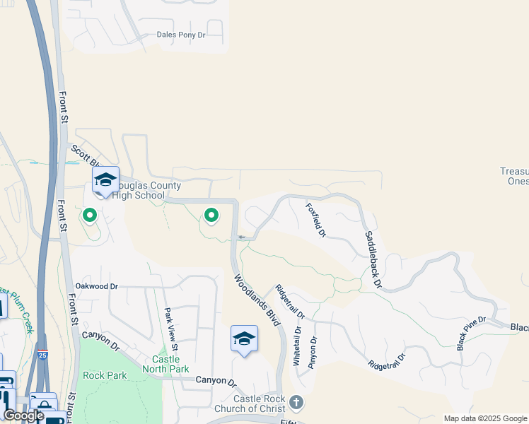 map of restaurants, bars, coffee shops, grocery stores, and more near Meadows Lane in Castle Rock