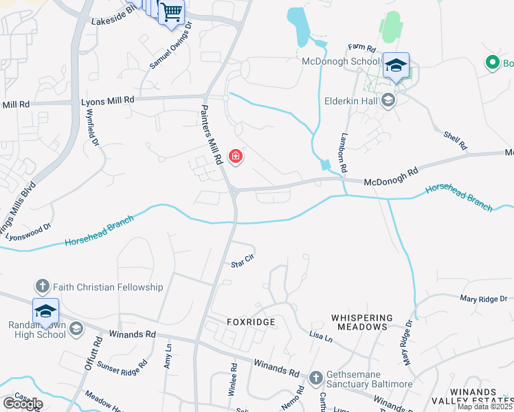 map of restaurants, bars, coffee shops, grocery stores, and more near 8811 Stoneridge Circle in Baltimore