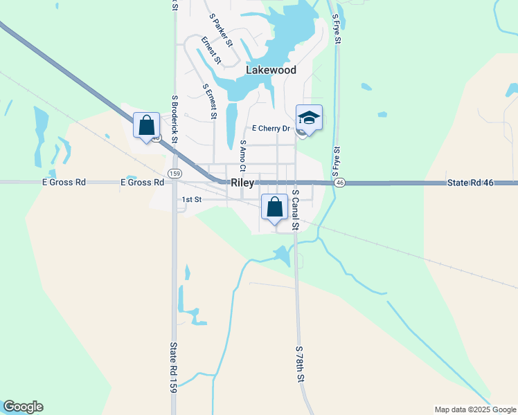 map of restaurants, bars, coffee shops, grocery stores, and more near 6392 Lafayette Street in Terre Haute