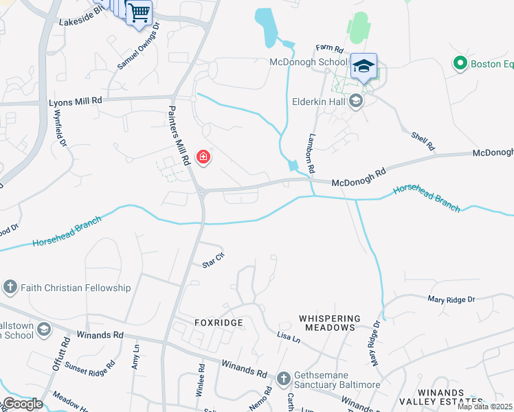 map of restaurants, bars, coffee shops, grocery stores, and more near 8805 Stoneridge Circle in Pikesville