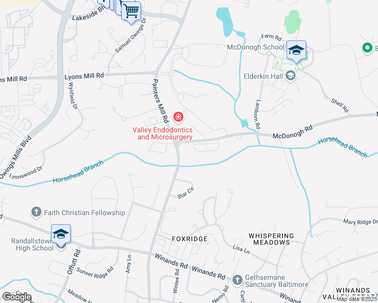 map of restaurants, bars, coffee shops, grocery stores, and more near 8813 Stoneridge Circle in Baltimore