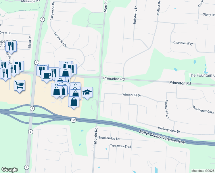 map of restaurants, bars, coffee shops, grocery stores, and more near 3625 Connor Court in Hamilton