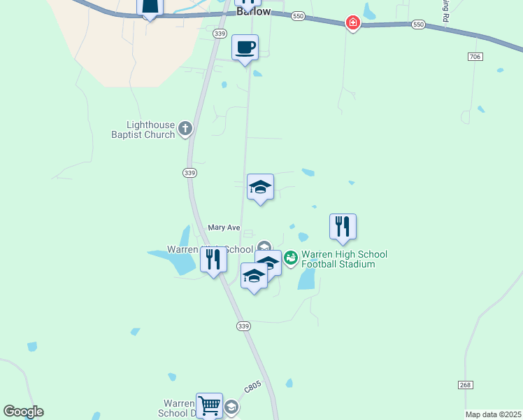 map of restaurants, bars, coffee shops, grocery stores, and more near 130 C804 in Vincent