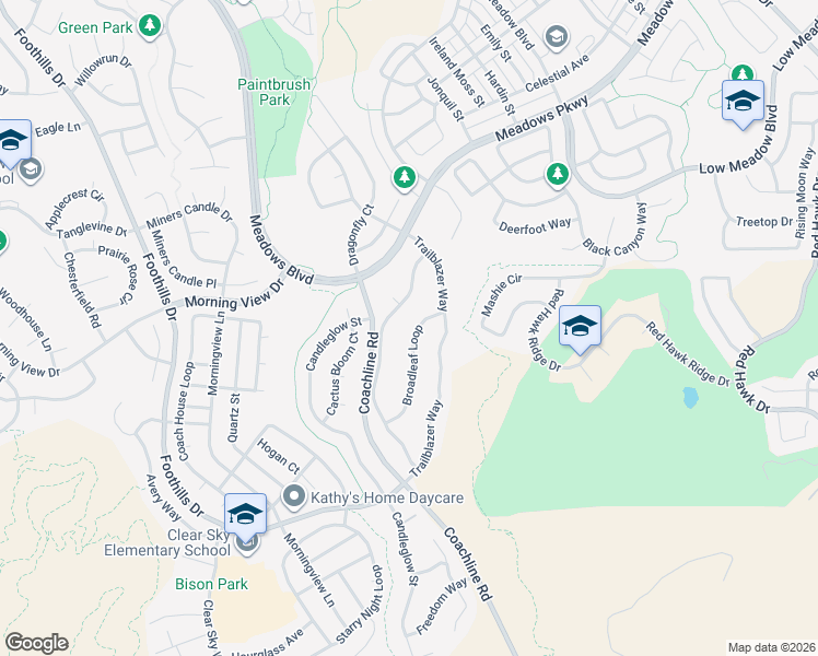 map of restaurants, bars, coffee shops, grocery stores, and more near 2484 Bellvista Street in Castle Rock