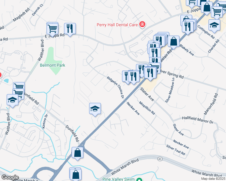 map of restaurants, bars, coffee shops, grocery stores, and more near 3754 Foxford Stream Road in Nottingham