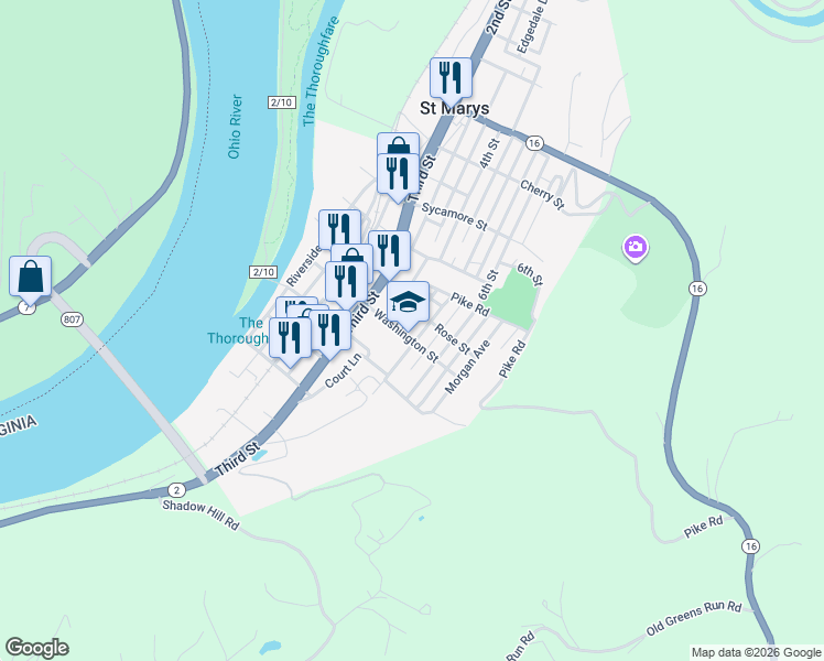 map of restaurants, bars, coffee shops, grocery stores, and more near 413 Barkwill St in St Marys