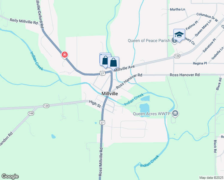 map of restaurants, bars, coffee shops, grocery stores, and more near 2906 Ross Hanover Road in Hamilton