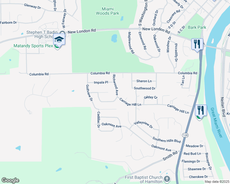 map of restaurants, bars, coffee shops, grocery stores, and more near 931 Richwood Avenue in Hamilton