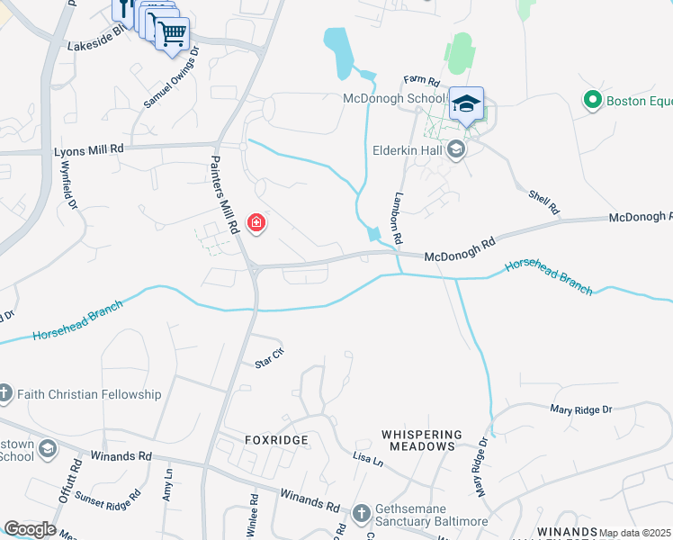 map of restaurants, bars, coffee shops, grocery stores, and more near 8801 Stoneridge Circle in Baltimore