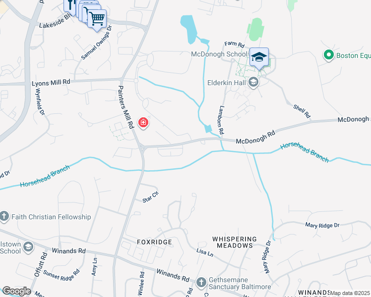map of restaurants, bars, coffee shops, grocery stores, and more near 8801 Stoneridge Circle in Baltimore