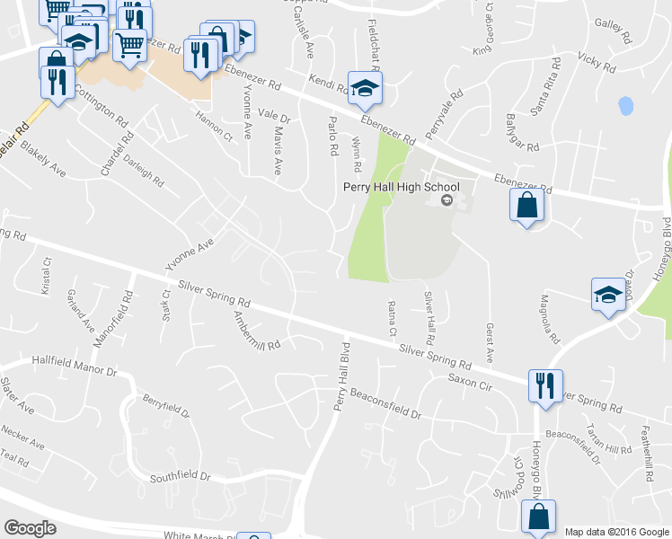 map of restaurants, bars, coffee shops, grocery stores, and more near 4 Lake Forest Court in Nottingham