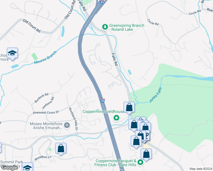 map of restaurants, bars, coffee shops, grocery stores, and more near 6700 Fairford Lane in Baltimore