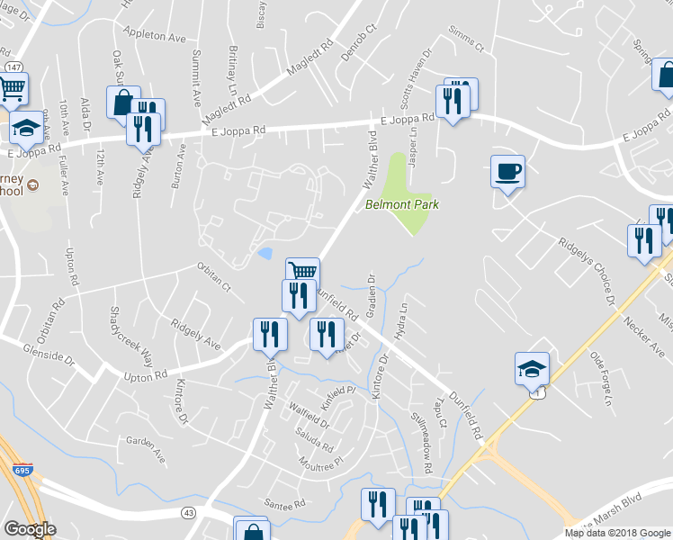 map of restaurants, bars, coffee shops, grocery stores, and more near 13 Beyda Court in Nottingham