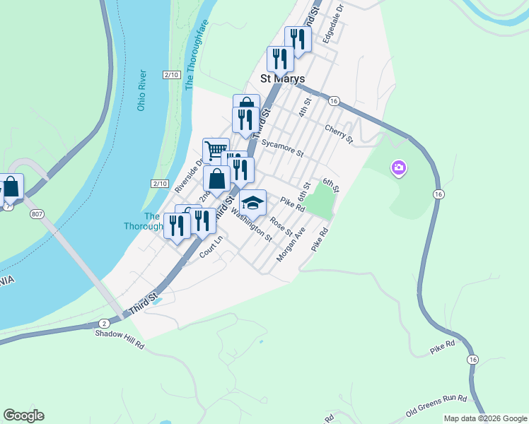map of restaurants, bars, coffee shops, grocery stores, and more near 413 Barkwill Street in St. Marys