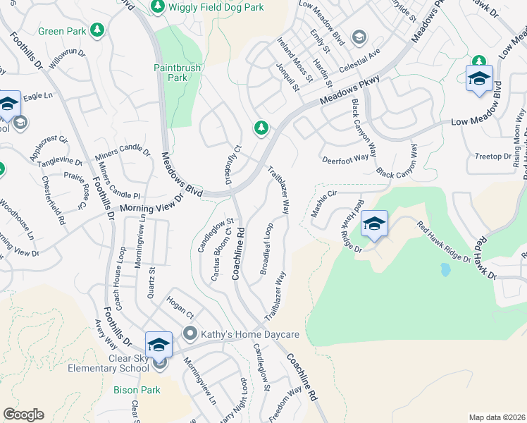 map of restaurants, bars, coffee shops, grocery stores, and more near 2484 Bellvista Street in Castle Rock