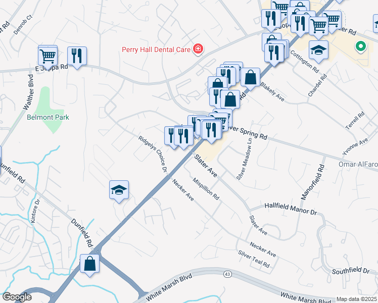 map of restaurants, bars, coffee shops, grocery stores, and more near 8622 U.S. 1 in Nottingham