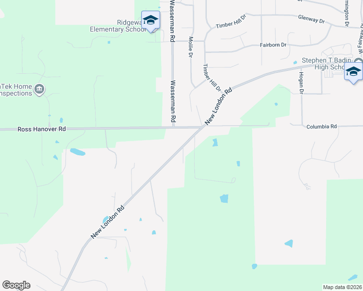 map of restaurants, bars, coffee shops, grocery stores, and more near 1030 Hamilton New London Road in Hamilton