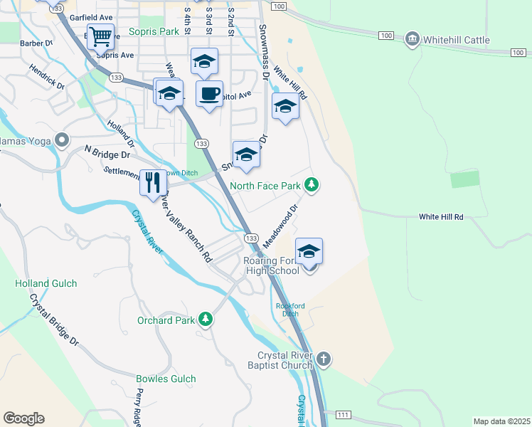 map of restaurants, bars, coffee shops, grocery stores, and more near 89 Meadowood Drive in Carbondale