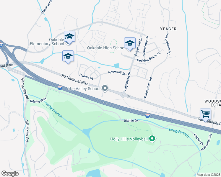 map of restaurants, bars, coffee shops, grocery stores, and more near 10064 Old National Pike in Ijamsville