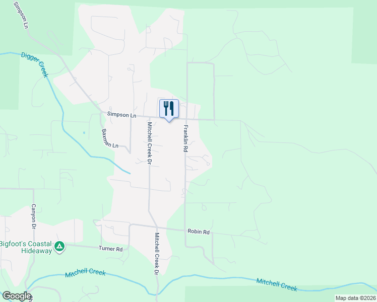 map of restaurants, bars, coffee shops, grocery stores, and more near 16875 Franklin Road in Fort Bragg