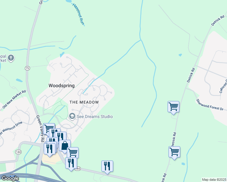 map of restaurants, bars, coffee shops, grocery stores, and more near 11865 Hart Glen Ct in New Market