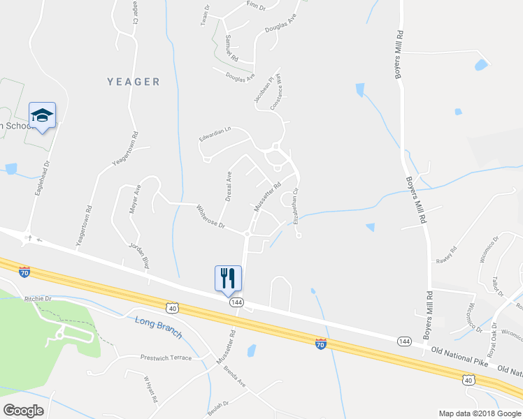 map of restaurants, bars, coffee shops, grocery stores, and more near 10799 Dewey Way East in New Market