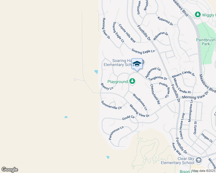 map of restaurants, bars, coffee shops, grocery stores, and more near 2822 Breezy Ln in Castle Rock