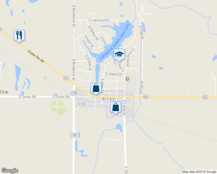 map of restaurants, bars, coffee shops, grocery stores, and more near 7650 East Mulberry Drive in Terre Haute