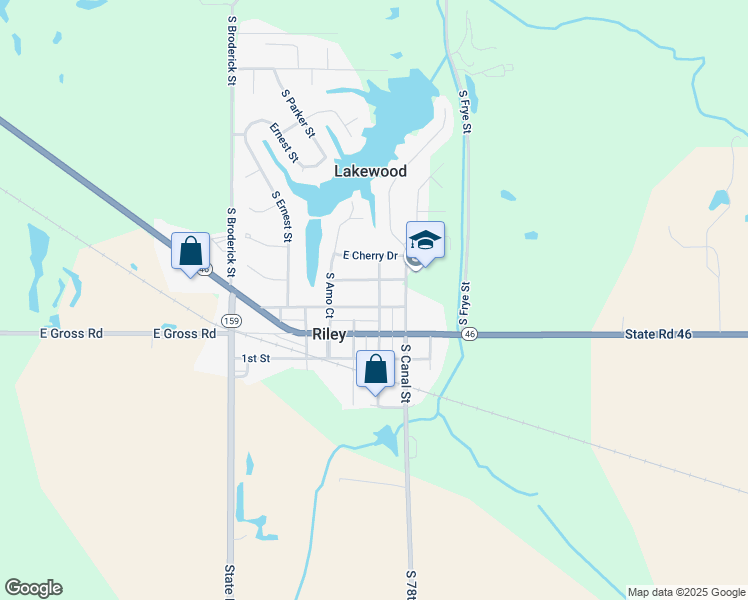 map of restaurants, bars, coffee shops, grocery stores, and more near 7690 East Mulberry Drive in Terre Haute