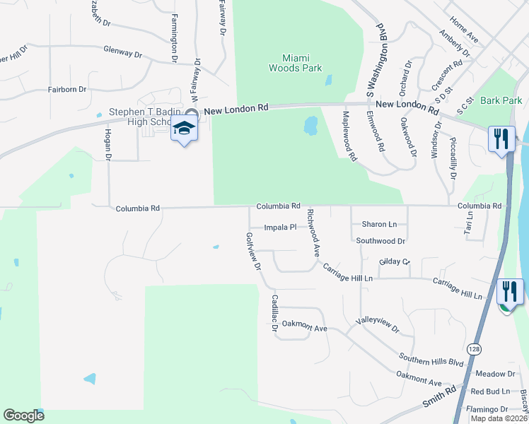 map of restaurants, bars, coffee shops, grocery stores, and more near 781 Columbia Road in Hamilton