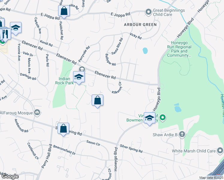 map of restaurants, bars, coffee shops, grocery stores, and more near 8923 Kilkenny Circle in Nottingham