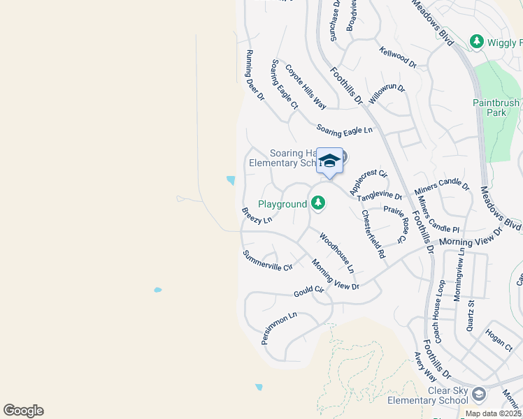 map of restaurants, bars, coffee shops, grocery stores, and more near 2822 Breezy Lane in Castle Rock