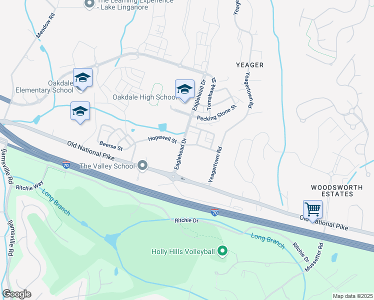 map of restaurants, bars, coffee shops, grocery stores, and more near 5701 Billet Street in New Market