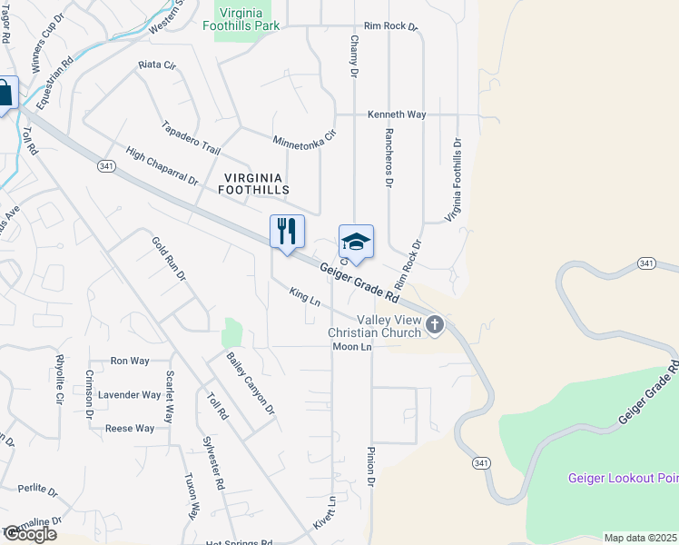 map of restaurants, bars, coffee shops, grocery stores, and more near 17951 Chamy Drive in Reno