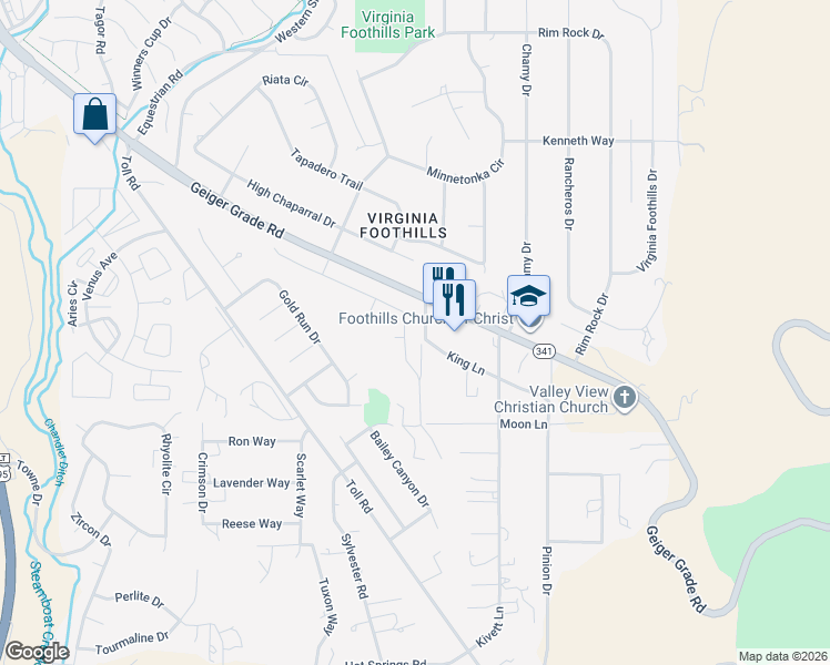 map of restaurants, bars, coffee shops, grocery stores, and more near 745 Sterling Hills Court in Reno