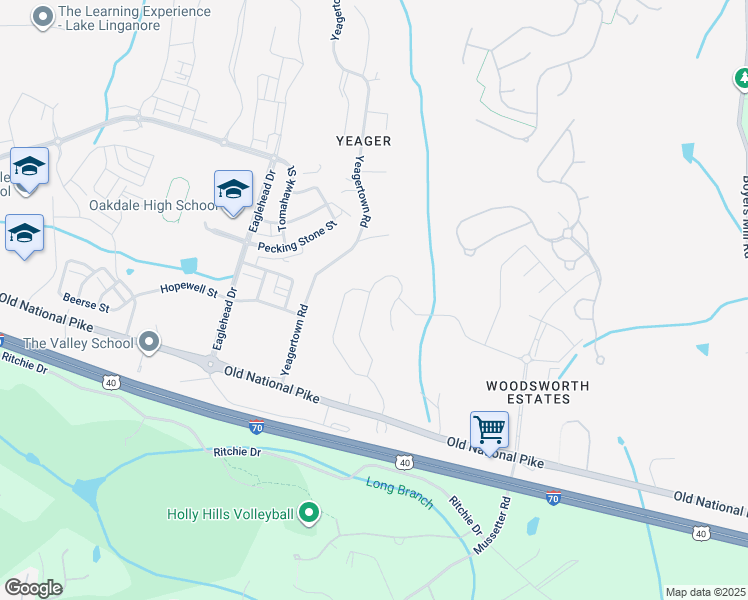 map of restaurants, bars, coffee shops, grocery stores, and more near 5721 Meyer Avenue in New Market