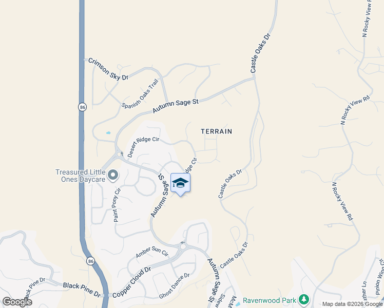 map of restaurants, bars, coffee shops, grocery stores, and more near 2638 Red Bird Trail in Castle Rock