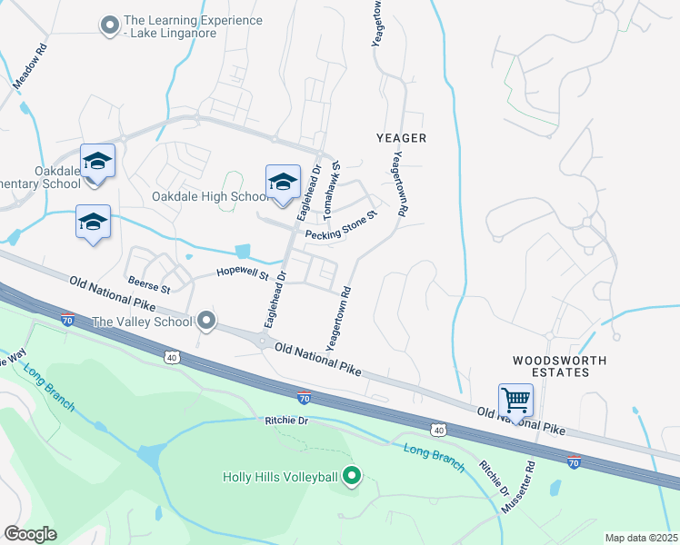 map of restaurants, bars, coffee shops, grocery stores, and more near 5733 Meadowood Street in New Market