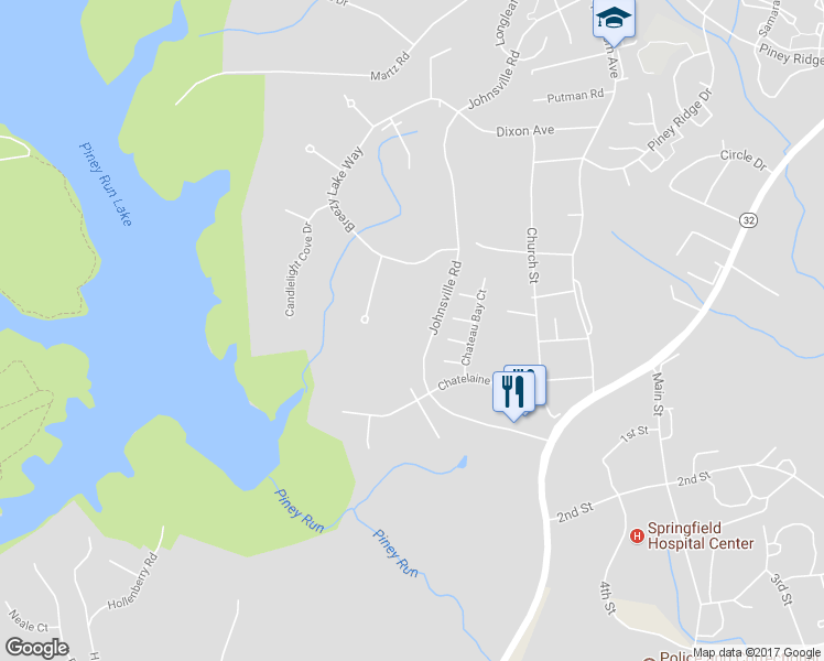 map of restaurants, bars, coffee shops, grocery stores, and more near 630 Johnsville Road in Sykesville