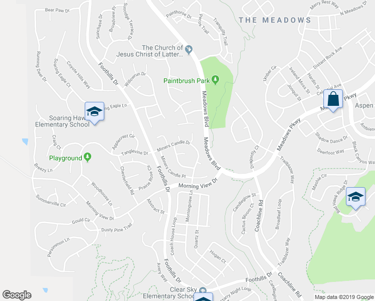 map of restaurants, bars, coffee shops, grocery stores, and more near 4035 Mesa Meadows Court in Castle Rock